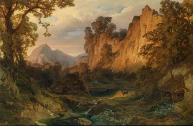 Paysage romantique dans la lumière du soir